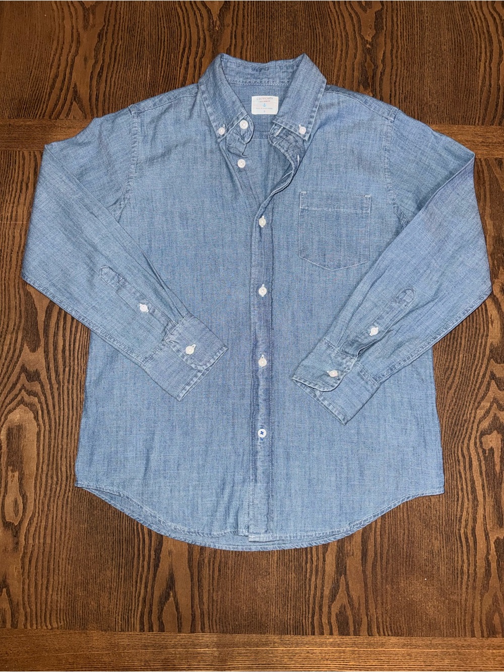 Crewcuts Denim-Look Button Down Shirt in Light Blue